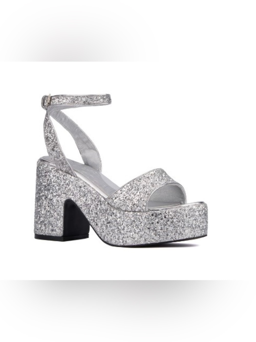 Olivia Miller Women's Silver Glitter Capricorn Platform Heels Size 9